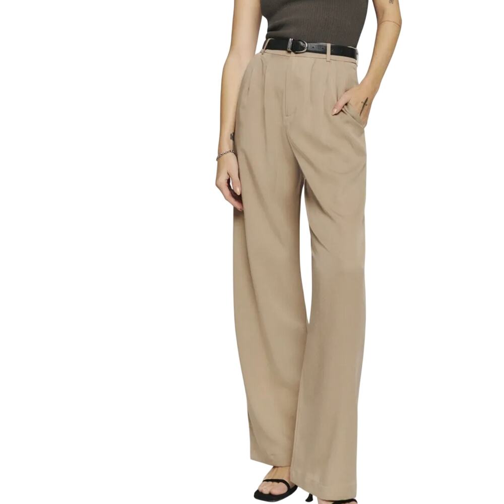 Reformation Pleated Khaki Mason Pants Size 6 P